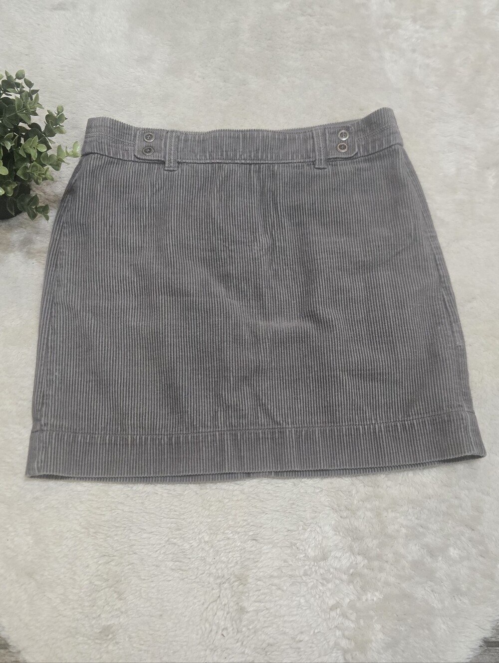 LOFT Gray Corduroy Academia Office Preppy Ribbed Cotton Mini-Skirt, 4